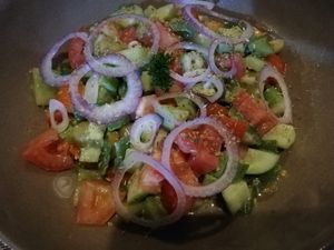 like a Greek salad with a special tofu at Vegetal Wonder in Siem Reap