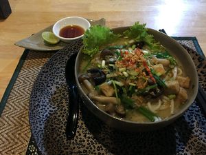 Vegan Japanese udon soup....super delicous! at Vegetal Wonder in Siem Reap