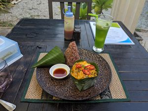 Amok and veggie green juice at Vegetal Wonder in Siem Reap