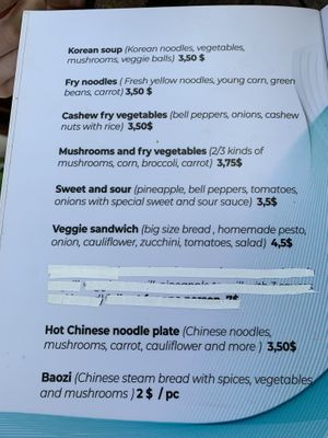 Menu at Vegetal Wonder in Siem Reap
