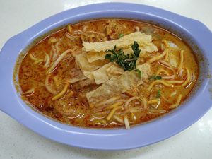 Laksa $3.50 (delicious!) at SHU Vegetarian 蔬方斋 - Hougang in Northeast Singapore