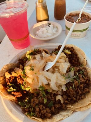 Al pastor tacos and bistec at Cosmos Kitchen Food Truck - Pop Up in Mc Allen