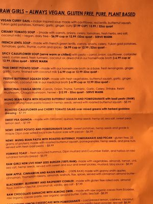 Sample menu of the food, keep in mind the menu can change daily. at Raw Girls - Food Truck in Memphis