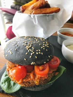 Vegan Burger with Wedges at Coolinart in Bucharest
