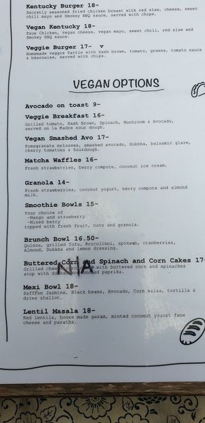 Vegan menu at The Backyard in Geelong