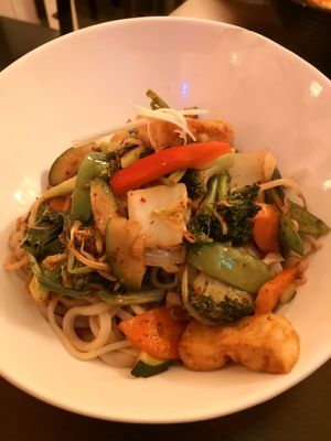 Noodles with veggies and tofu at Ramen Soul in Dusseldorf