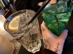 giant soft drinks (water / woodruff) at Peter Pane in Leipzig