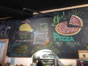 Colorful menu board  at Moonlight Cafe in Brewster