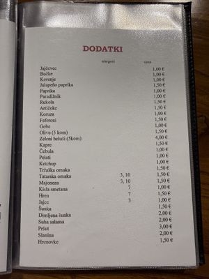 Extras  at Bullizza in Ljubljana