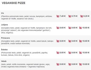Vegan pizza options at Bullizza. at Bullizza in Ljubljana