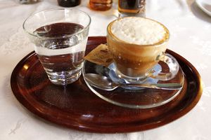 Soy cappuccino at Bullizza in Ljubljana