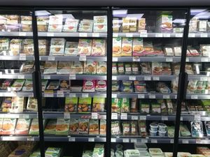 Tofu, seitan, vegan steaks, plant based sausages etc at Biocoop in Wattignies