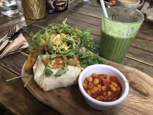 Breakfast wrap and a green smoothie 💚 at Wild and Wild in Congleton