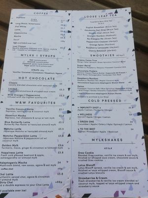 Drinks Menu June 2021 at Wild and Wild in Congleton