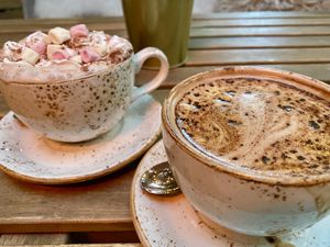 Loaded hot chocolate and a hazelnut mocha #Veganuary at Wild and Wild in Congleton