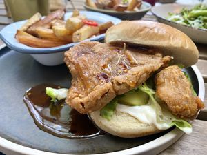 Oyster Mushroom “chicken” 🍄🐓🍔 with Salt and Pepper Fries 🍟   at Wild and Wild in Congleton