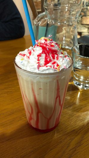 Peanut Butter & Jammie Dodger milkshake  at Be The Change - Bake a Difference in Worcester