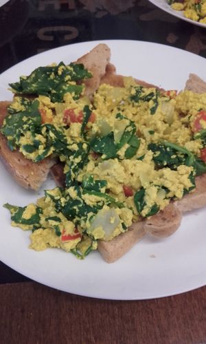 Scrambled tofu on toast at Be The Change - Bake a Difference in Worcester