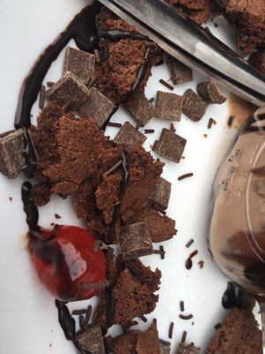 Cookie Crumble (choc cookie, chocolate bits, cherries, and chocolate sauce) at Be The Change - Bake a Difference in Worcester