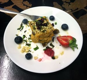 Carrot Barfi with Lime Syrup Sauce, and Seasonal Berries (Kitchen Takeover - Food by Poco Culina) at Be The Change - Bake a Difference in Worcester