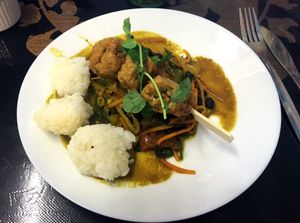Vegetable Shapta with Spiced, and Seared Seitan Balls, and Sticky Rice Balls  (Kitchen Takeover - Food by Poco Culina) at Be The Change - Bake a Difference in Worcester