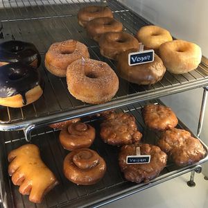 Sunday selection of vegan raised donuts.  at Sweet Retreat Donuts in Long Beach