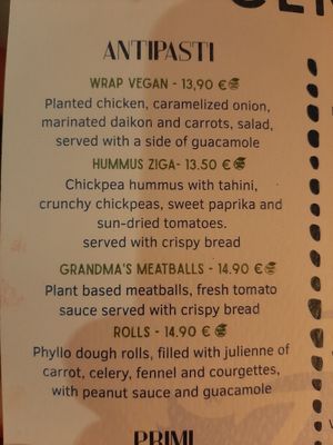 Menu 2025 at Ziga in Verona