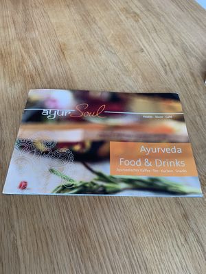 Booklet about the cafe and Ayurveda lifestyle at AyurSoul in Frankfurt