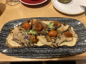 Hummus toast without the poached egg   at Maiatza in San Sebastian