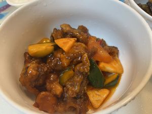 Sweet & Sour Abalone Mushroom with rice set  at Xian Yuan 贤缘素食 in Northeast Singapore