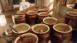 Salad dressings and salad at RizRaz - Kannikestraede in Copenhagen