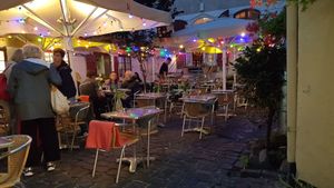 Backyard, outdoor seating at RizRaz - Kannikestraede in Copenhagen