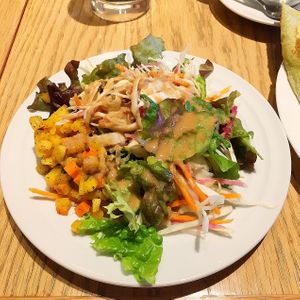 Salad with all vegan dressings at Nataraj - Harajuku Omotesando in Tokyo