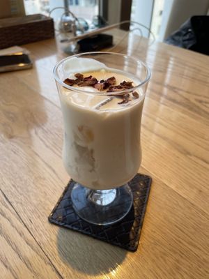 Rose soy lassi  at Nataraj - Harajuku Omotesando in Tokyo