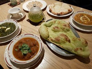 On the left side + the green nan : vegan, on the right side, vegetarian  at Nataraj - Harajuku Omotesando in Tokyo