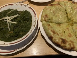 Stuff naan and saag at Nataraj - Harajuku Omotesando in Tokyo