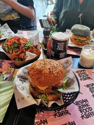 Nice and tasty burger, loaded fries etc. at Vegan Junk Food Bar - Eastside in Amsterdam