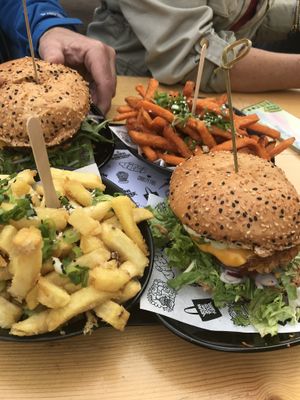 Burgers and fries at Vegan Junk Food Bar - Eastside in Amsterdam