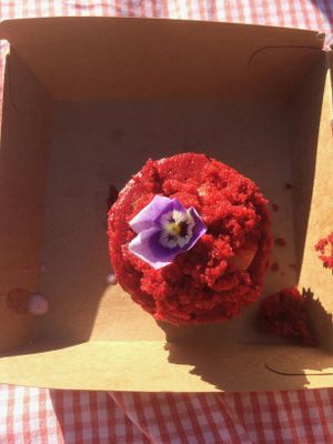 Red velvet baileys cake at Vegan Junk Food Bar - Eastside in Amsterdam