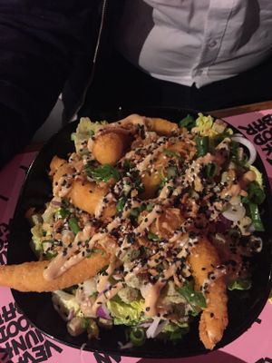 César salad with Shrimps  at Vegan Junk Food Bar - Eastside in Amsterdam