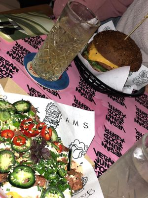 Kapsalon and Burger at Vegan Junk Food Bar - Eastside in Amsterdam