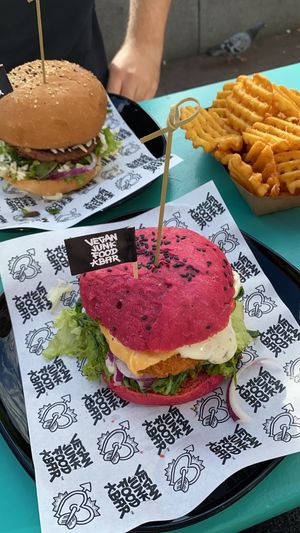 Chicken and Truffle Burger at Vegan Junk Food Bar - Eastside in Amsterdam