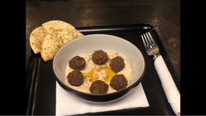 Humus / falafel with pita za’atar at Shakshuka in Aarhus