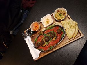 Vegan Shakshuka with falafel at Shakshuka in Aarhus