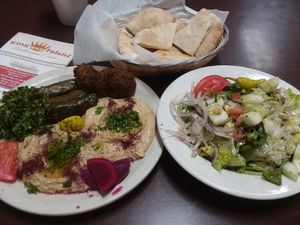 Vegetarian Platter (comes with salad or soup, plus pita bread) at King O Falafel in Kissimmee
