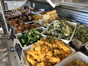 Homemade daily, range of salads, vegan patties and vegetarian lasagna  at Pure Wholefoods in Manly