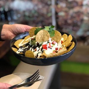 Plant based nachos at Pure Wholefoods in Manly