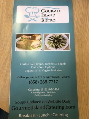 Menu at Gourmet Island in San Diego
