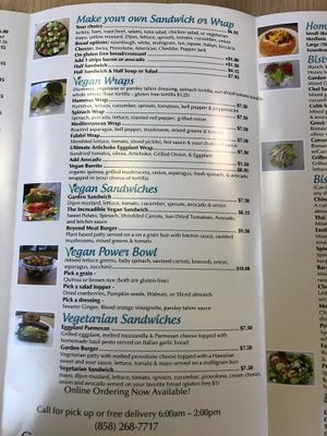 Menu at Gourmet Island in San Diego
