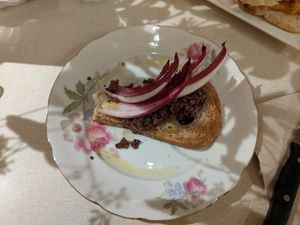 Crouton with Olive Paste & Radicchio at Sullaluna in Venice
